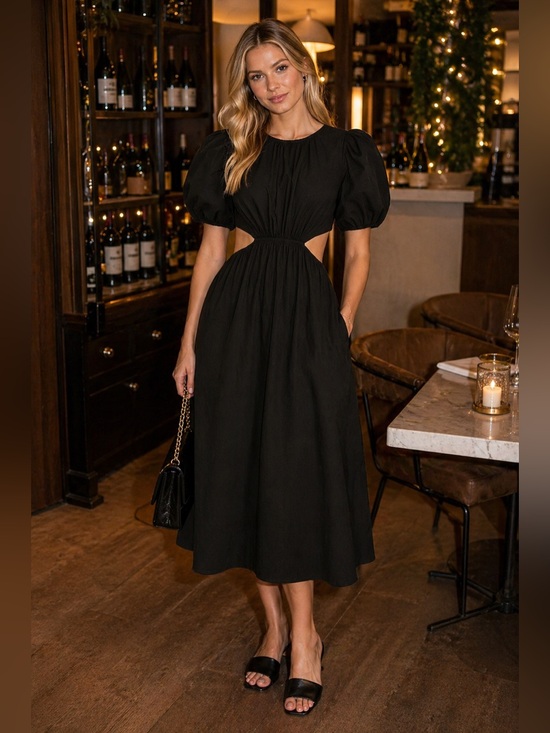 Faithfull the Brand Dresses & Skirts - FAITHFULL THE BRAND Alessandria Cotton Midi-dress In Plain Black